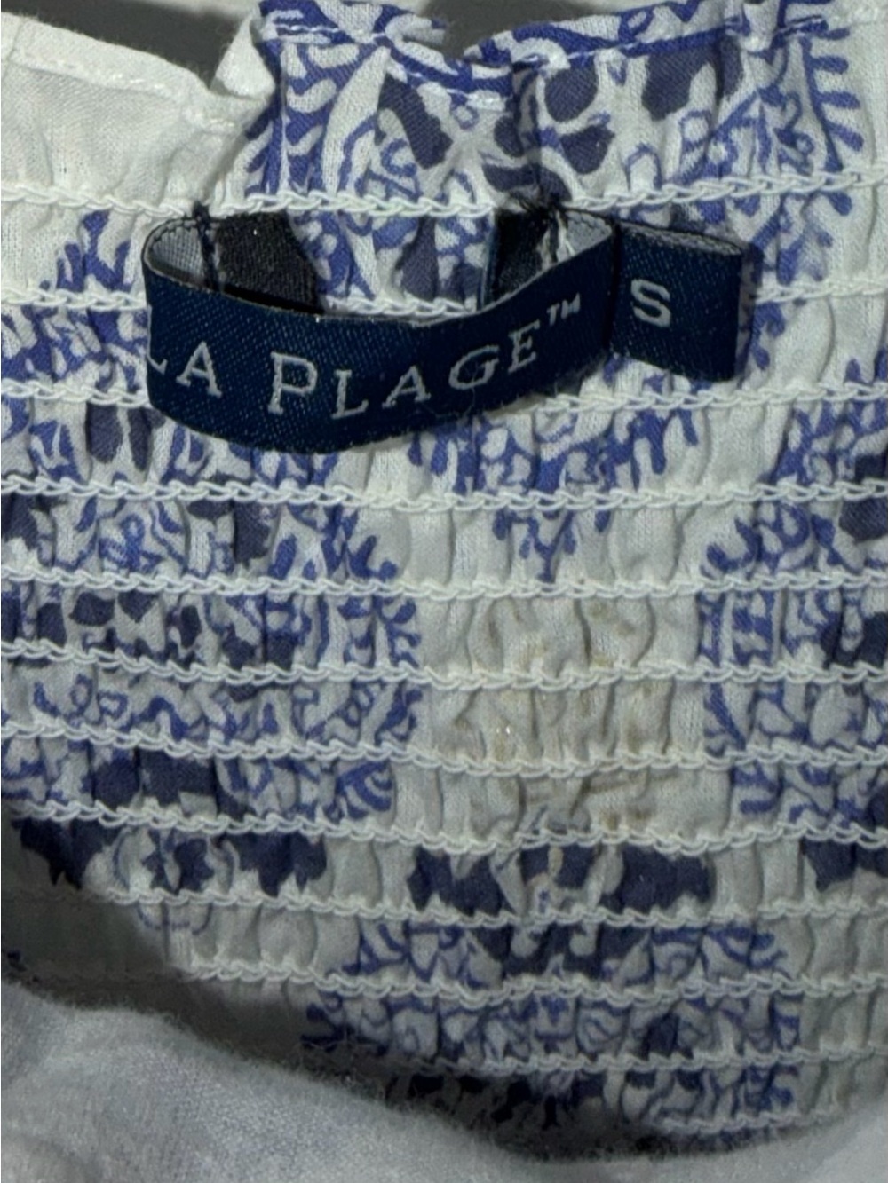 La Plage Blue and White Paisley Tiered Sleeveless Smocked Maxi Dress Size Small - Picture 4 of 5